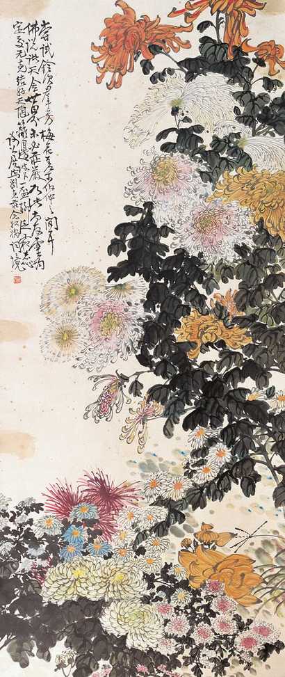 谢公展 菊花 立轴